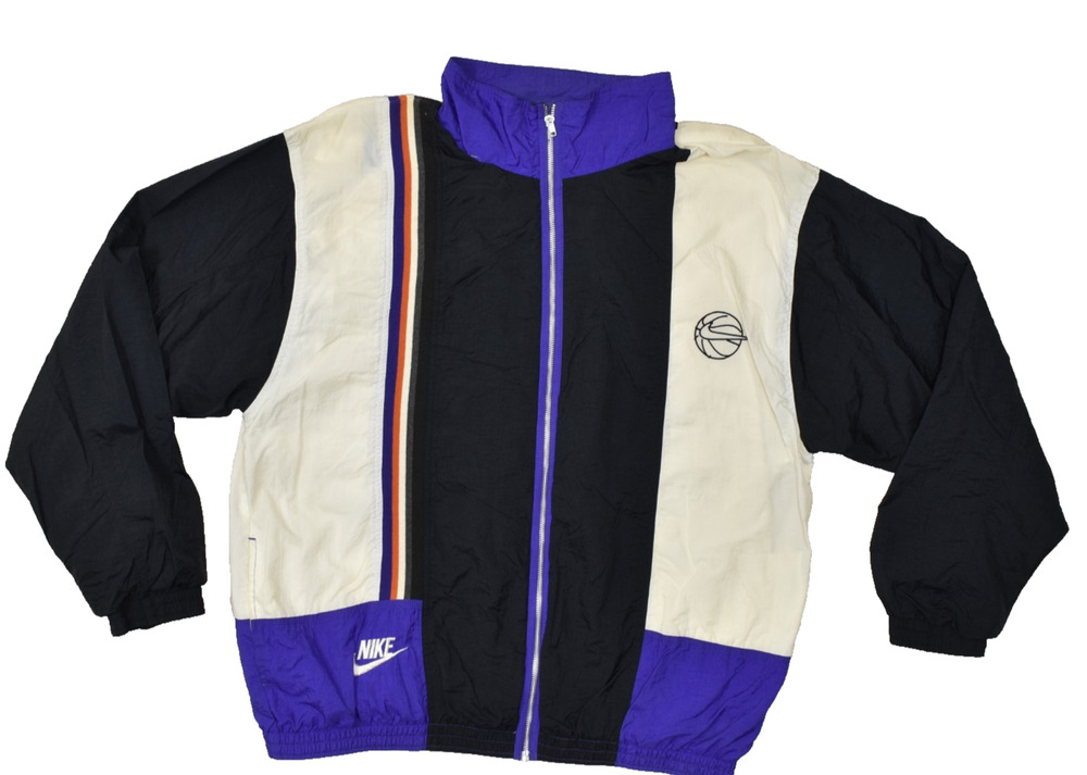 Vintage Nike Windbreaker Jacket Mens XLT Tall Colorblock Blue Black White Basket